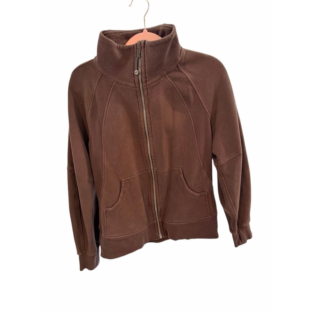 Lululemon Women's Brown Scuba Mock Neck Jacket Size 8 Full Zip